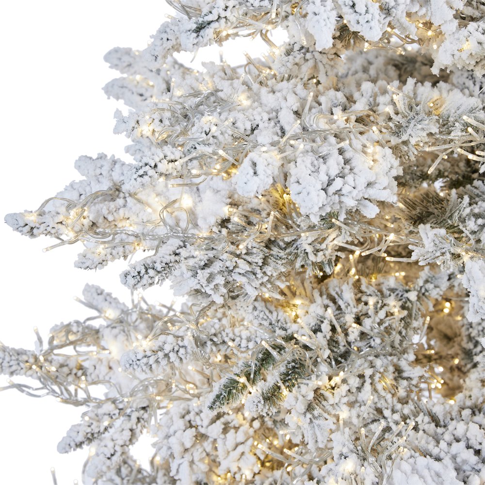 9ft. Flocked Grand Northern Rocky Fir Christmas Tree with 8208 Warm Cluster LEDs. Picture 3
