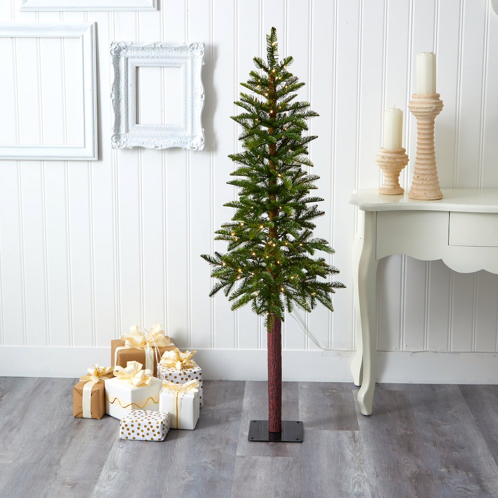 5ft. Alaskan Alpine Artificial Christmas Tree with 100 Clear Microdot LED Lights. Picture 6