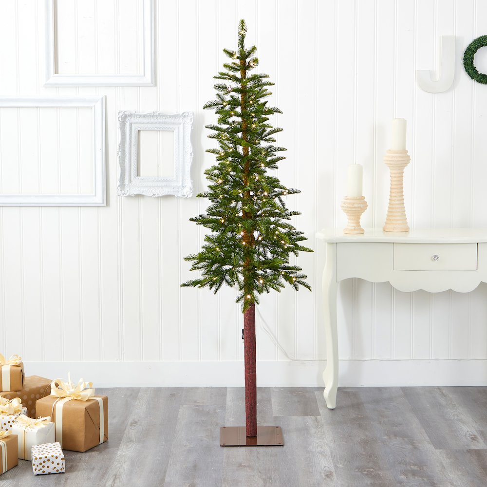 6ft. Alaskan Alpine Artificial Christmas Tree with 100 Clear Microdot LED Lights. Picture 6