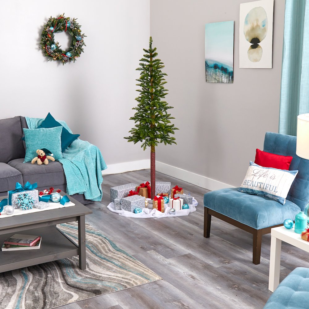 6ft. Alaskan Alpine Artificial Christmas Tree with 100 Clear Microdot LED Lights. Picture 8