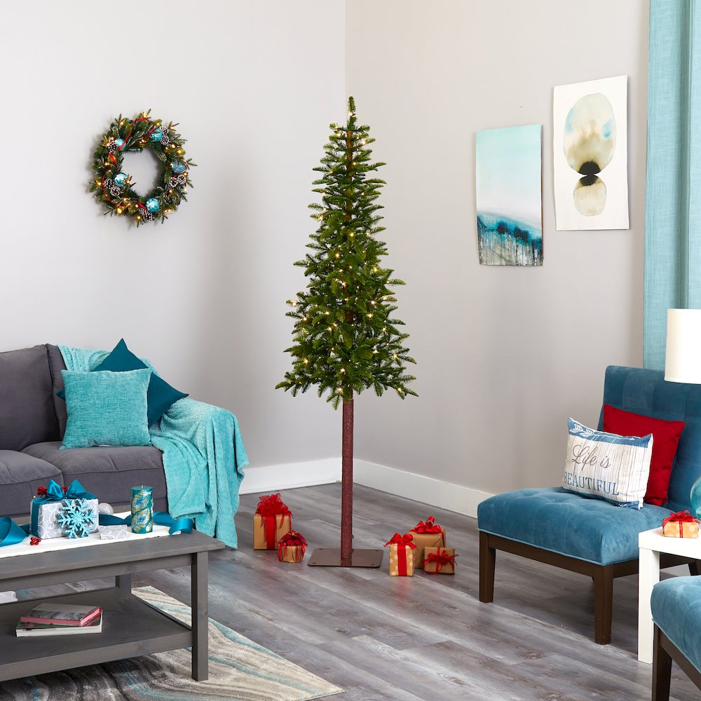 7ft. Alaskan Alpine Artificial Christmas Tree with 150 Clear Microdot LED Lights. Picture 7