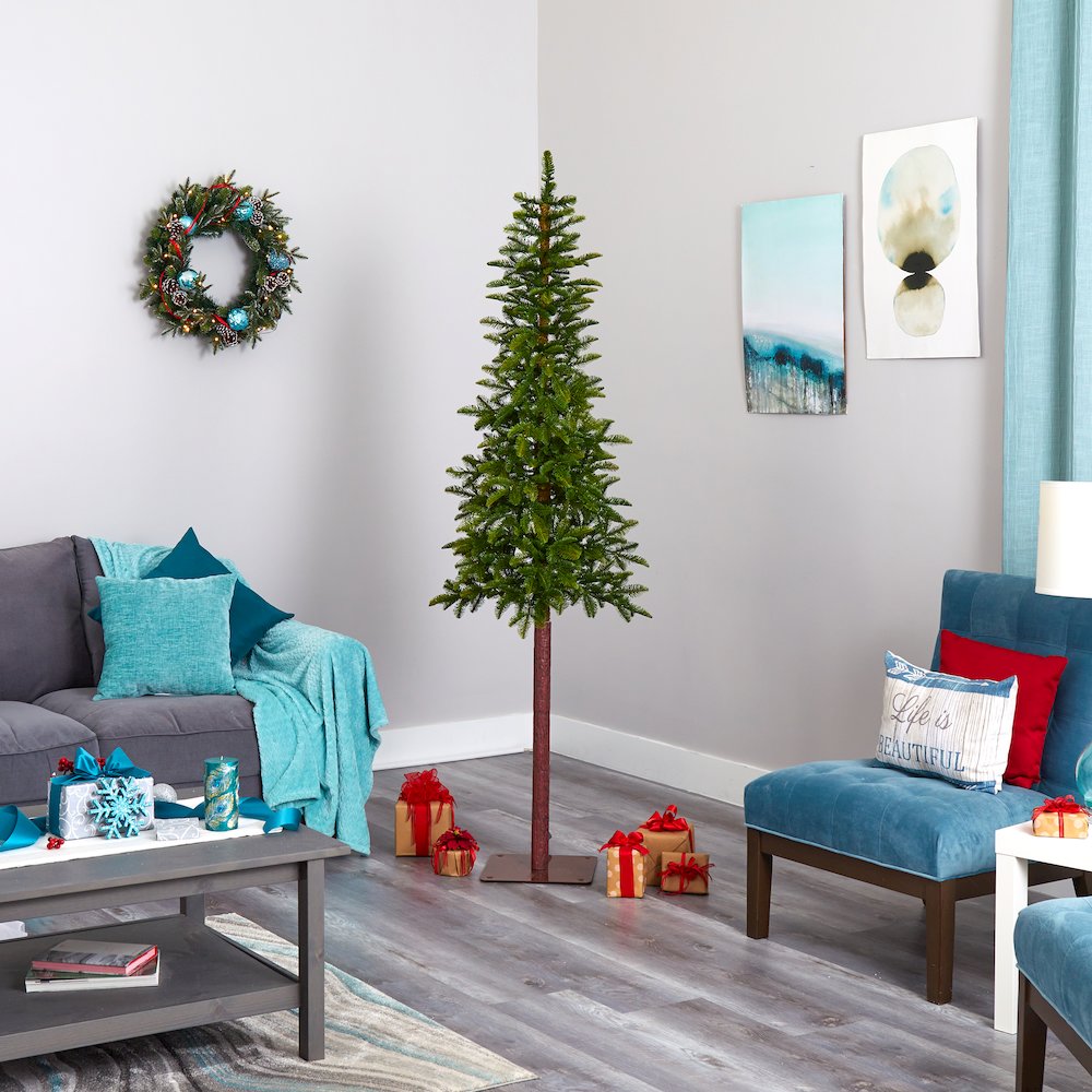 7ft. Alaskan Alpine Artificial Christmas Tree with 150 Clear Microdot LED Lights. Picture 8