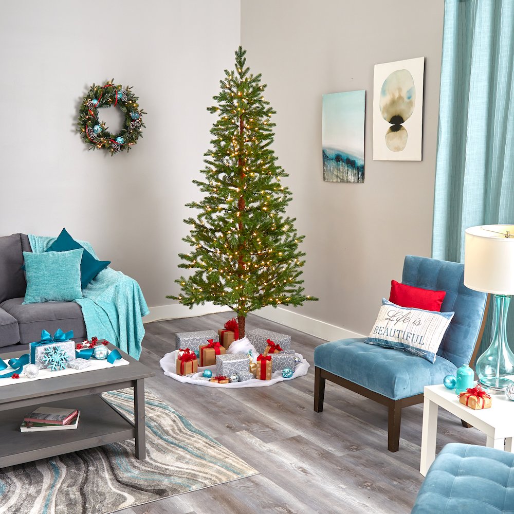 7.5ft. Fairbanks Fir Artificial Christmas Tree with 350 Clear Warm LED Lights. Picture 7