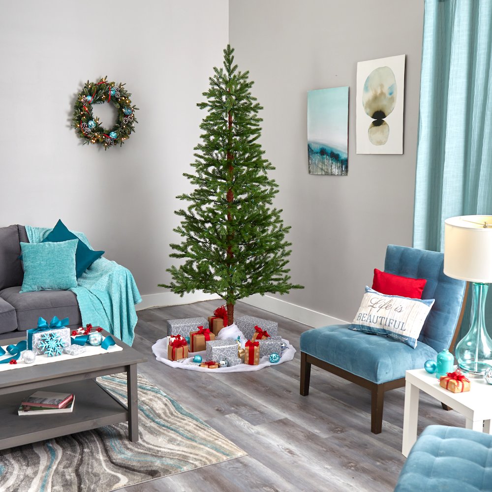 7.5ft. Fairbanks Fir Artificial Christmas Tree with 350 Clear Warm LED Lights. Picture 8
