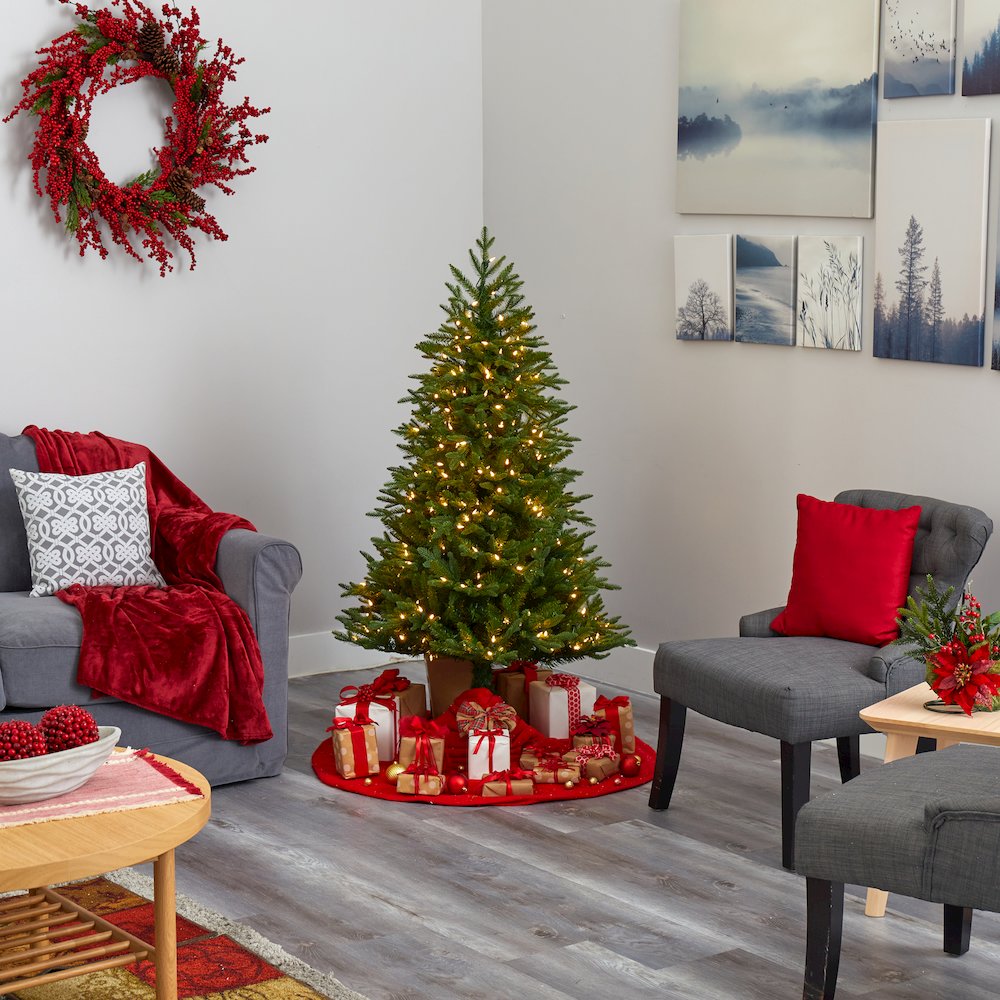 5ft. Cambridge Fir Artificial Christmas Tree with 300 Clear Warm LED Lights. Picture 7