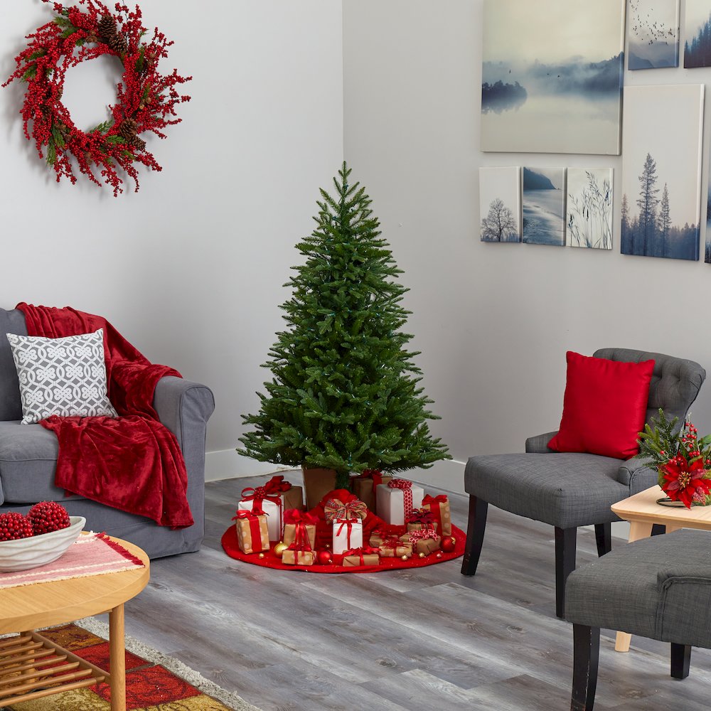 5ft. Cambridge Fir Artificial Christmas Tree with 300 Clear Warm LED Lights. Picture 8