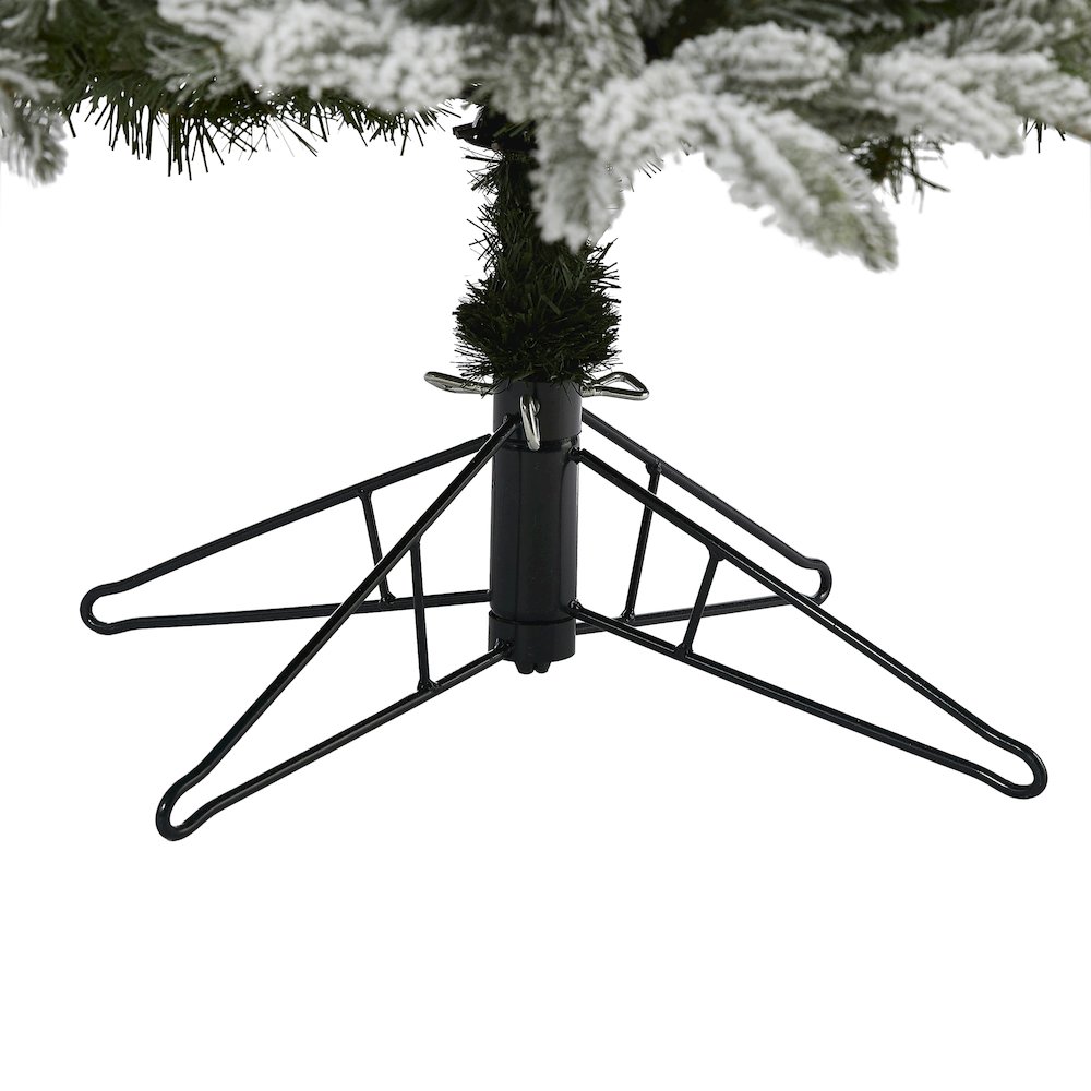 7ft. Flocked Colorado Mountain Fir Christmas Tree with 700 Warm LED Lights. Picture 5