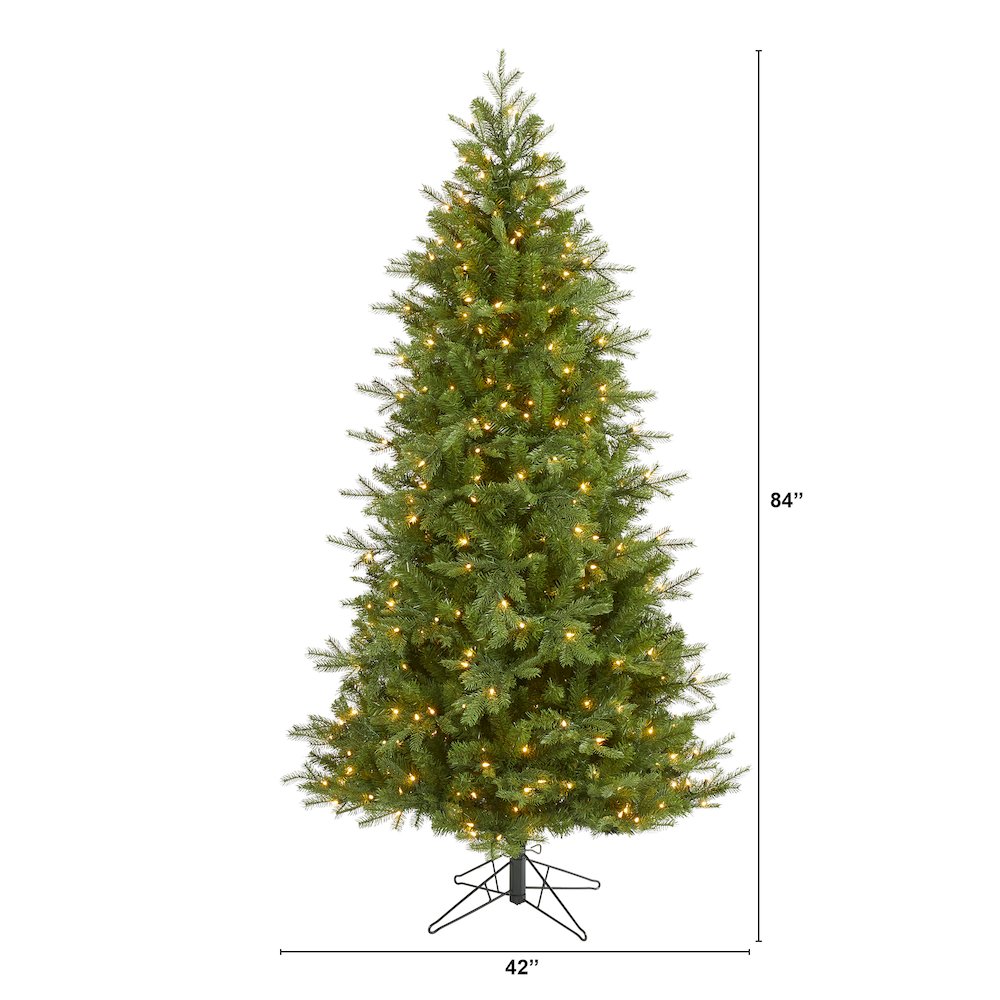 7ft. Vienna Fir Artificial Christmas Tree with 450 Warm White Lights. Picture 2