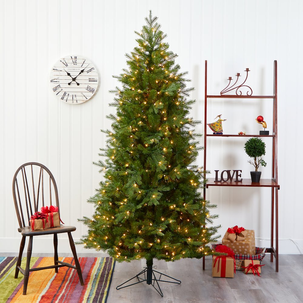 7ft. Vienna Fir Artificial Christmas Tree with 450 Warm White Lights. Picture 6