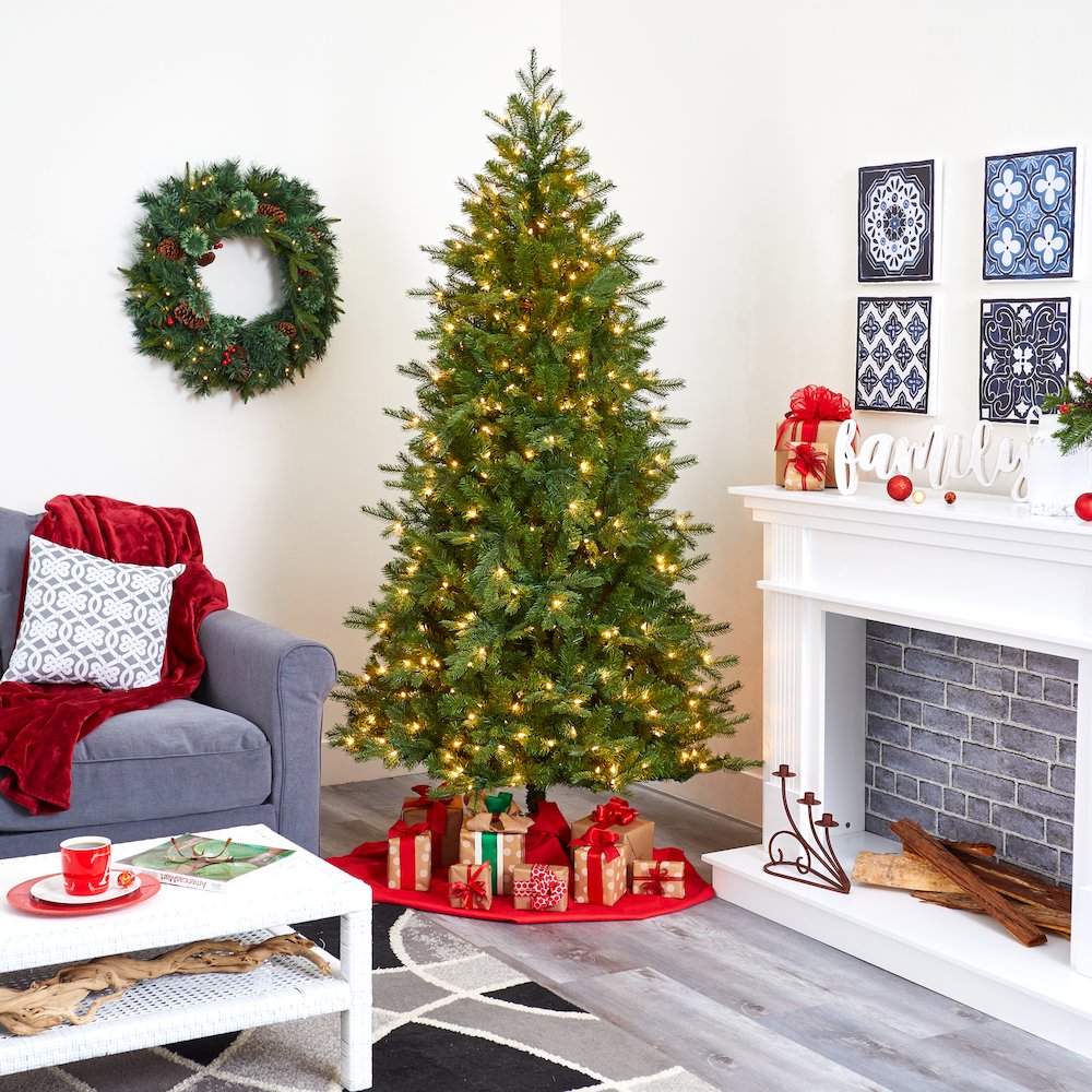 7ft. Vienna Fir Artificial Christmas Tree with 450 Warm White Lights. Picture 8