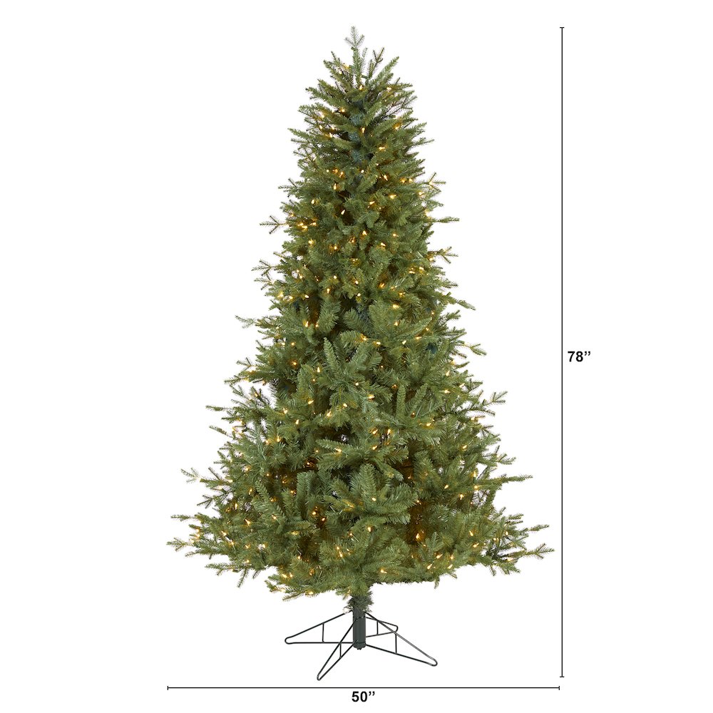 6.5ft. New Hampshire Spruce Artificial Christmas Tree with 500 Warm White Lights. Picture 2