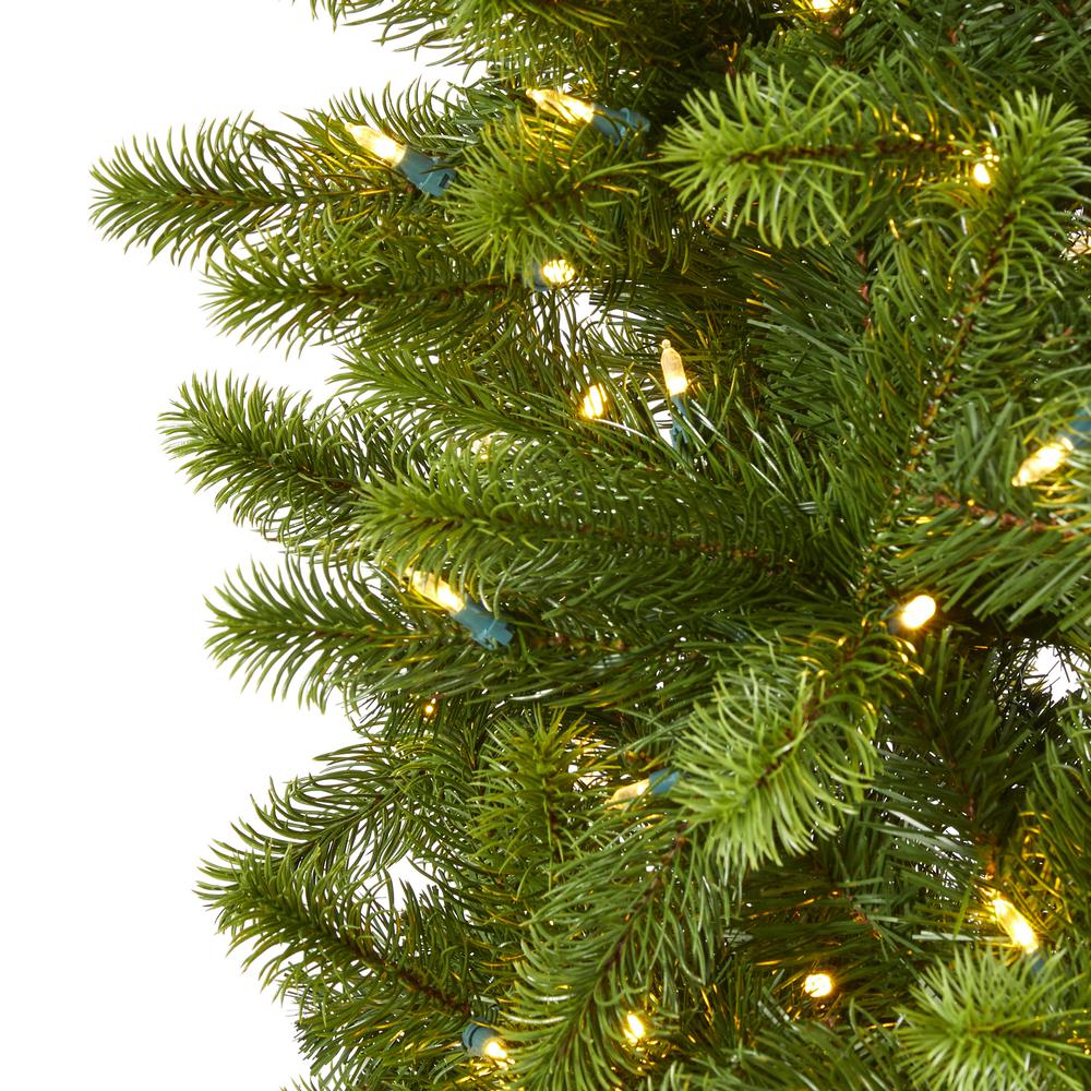 8ft. Slim Virginia Spruce Artificial Christmas Tree with LED Lights. Picture 3