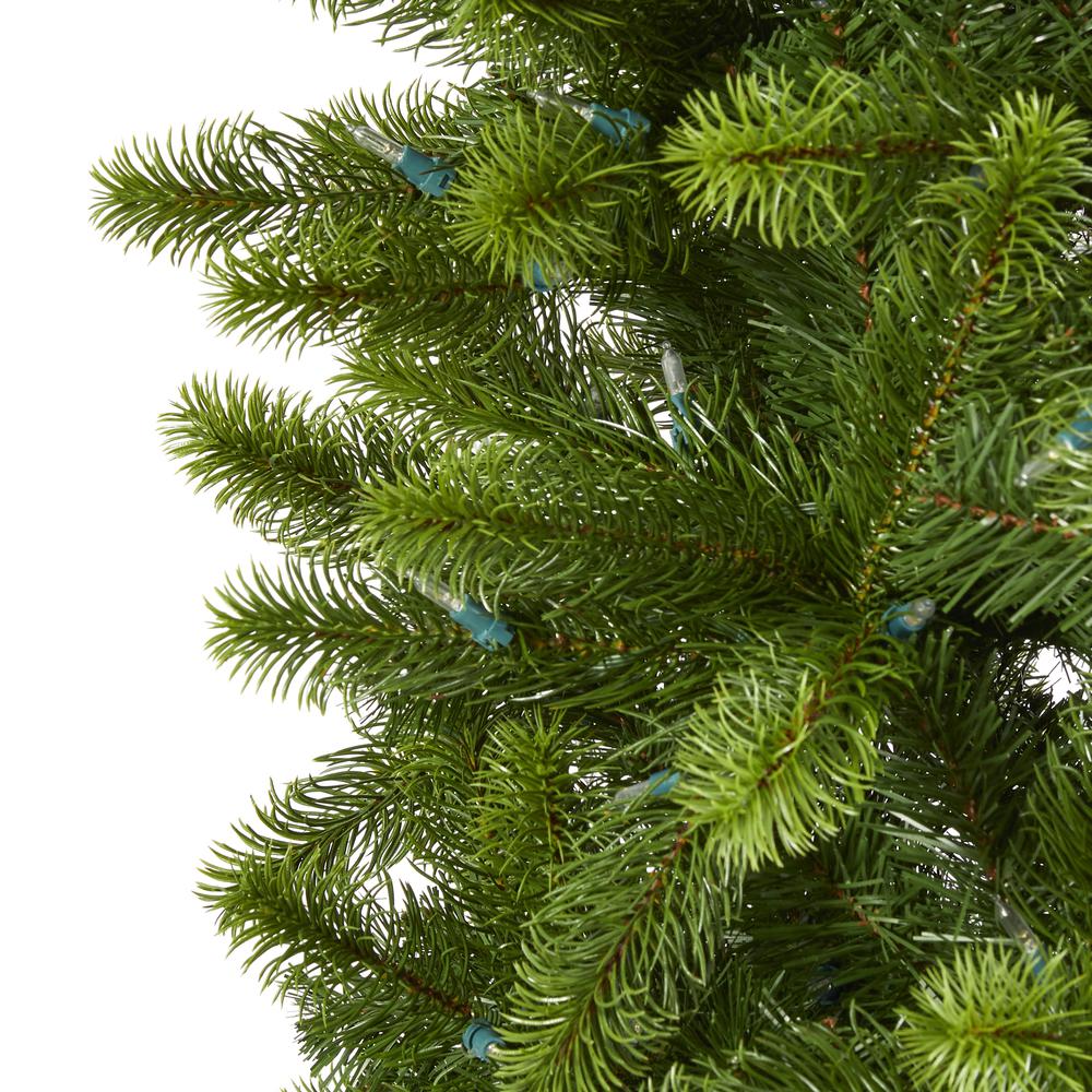 8ft. Slim Virginia Spruce Artificial Christmas Tree with LED Lights. Picture 4