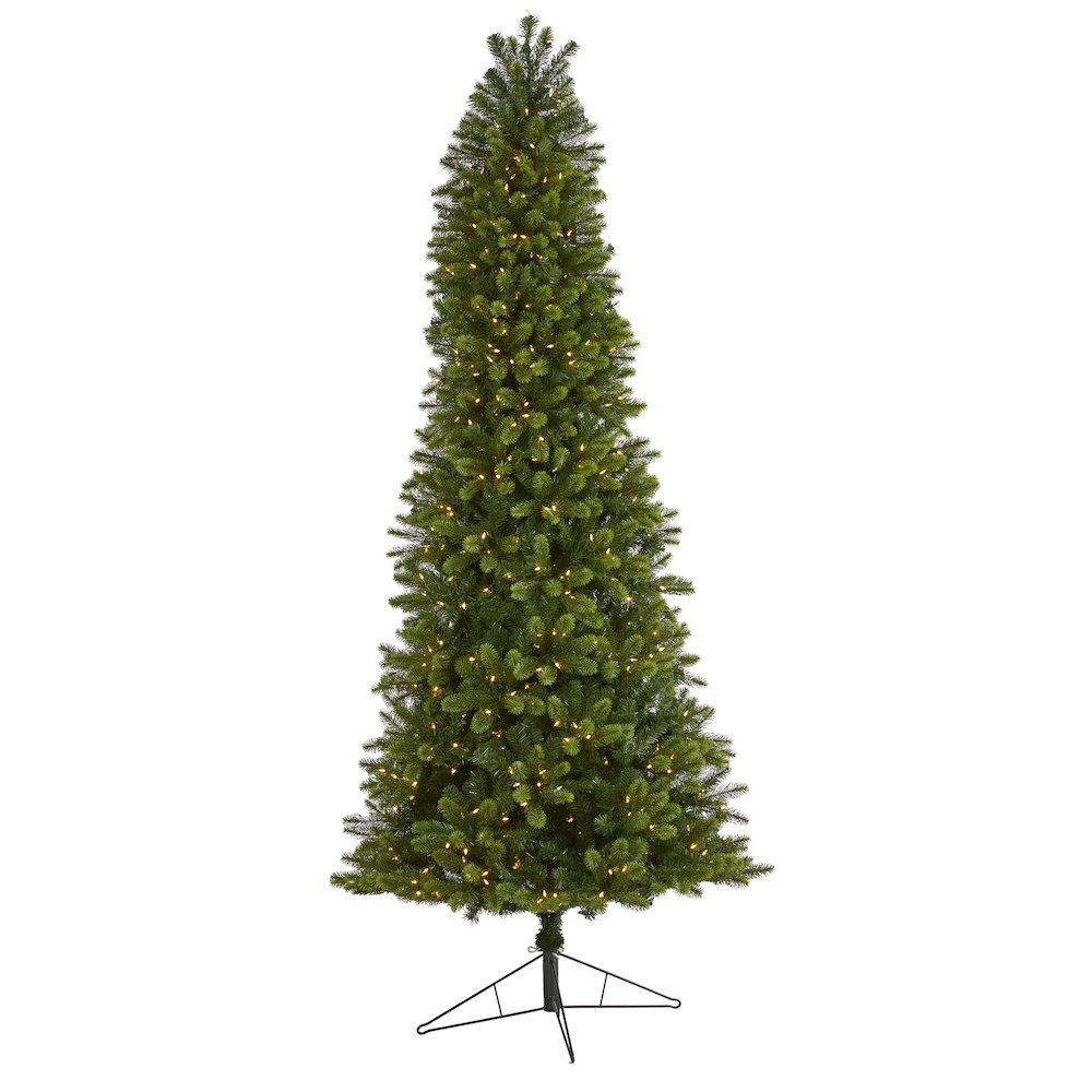 9ft. Slim Virginia Spruce Artificial Christmas Tree with 750 Warm LED Lights. Picture 1