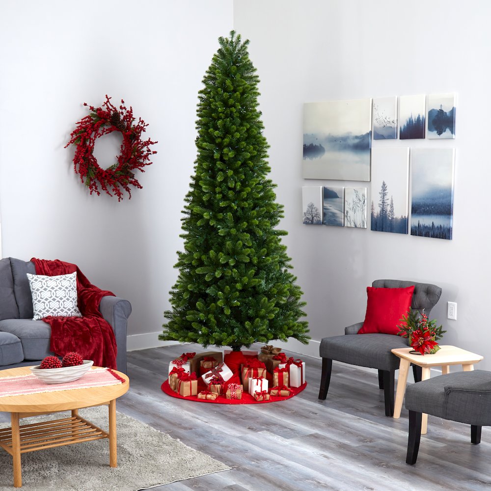 9ft. Slim Virginia Spruce Artificial Christmas Tree with 750 Warm LED Lights. Picture 8