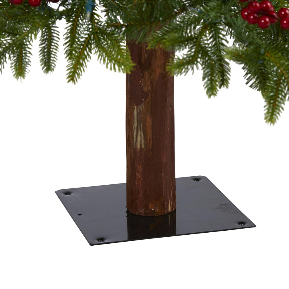 6ft. Victoria Fir Artificial Christmas Tree with 250 Multi-Color (Multifunction) LED Lights, Berries and 415 Bendable Branches. Picture 5