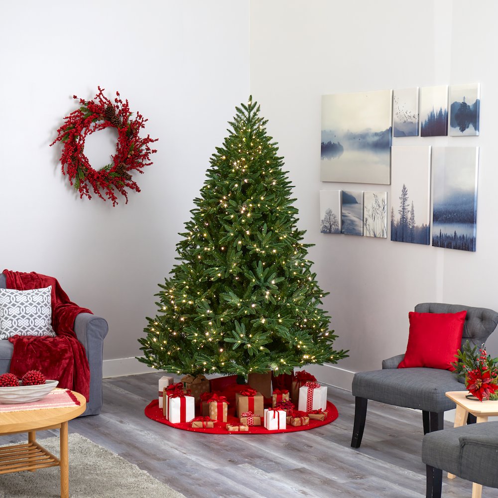 7ft. Oregon Spruce Artificial Christmas Tree with 850 Warm White LED Lights. Picture 7