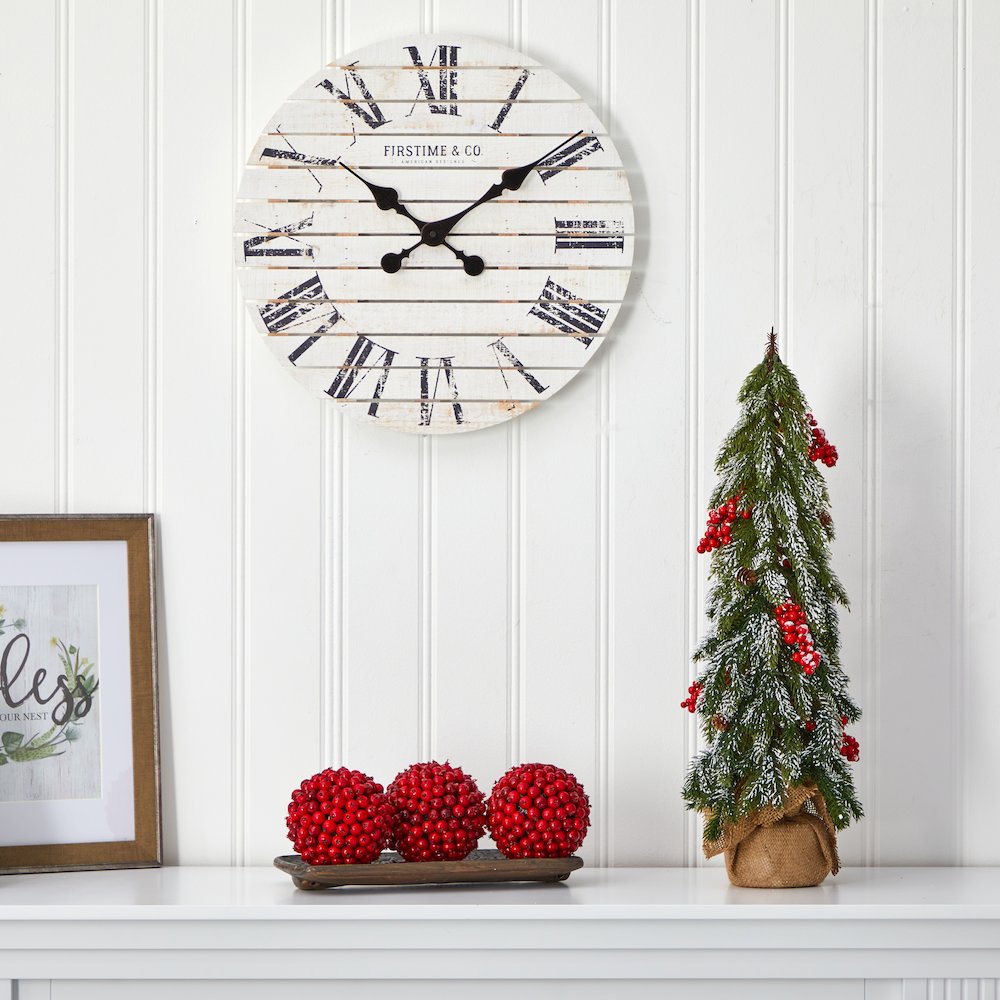 24in. Flocked Christmas Artificial Tree with Berries and Pine Cones. Picture 3
