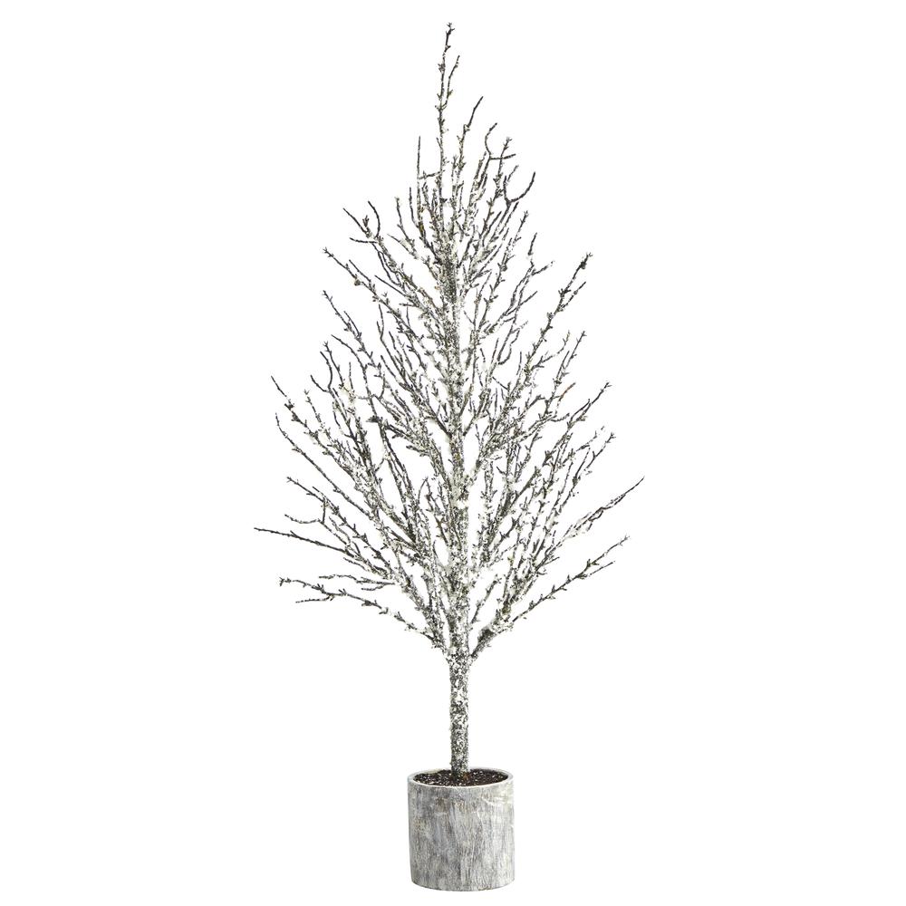 4ft. Snowed Twig Artificial Tree in Decorative Planter. Picture 1