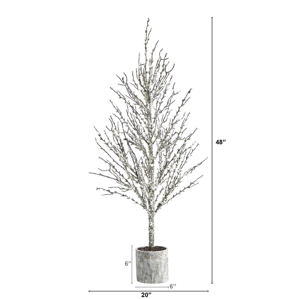 4ft. Snowed Twig Artificial Tree in Decorative Planter. Picture 2