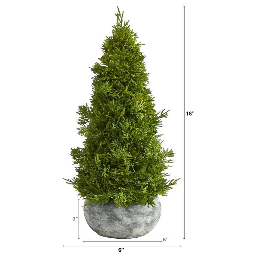 18in. Cypress Cone Artificial Tree in Decorative Planter. Picture 1