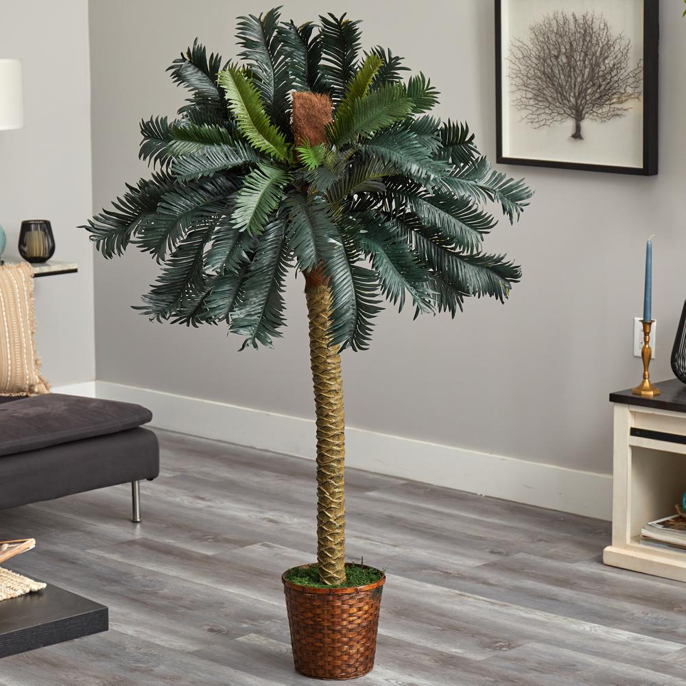5ft. Sago Palm Artificial Tree in Basket. Picture 3