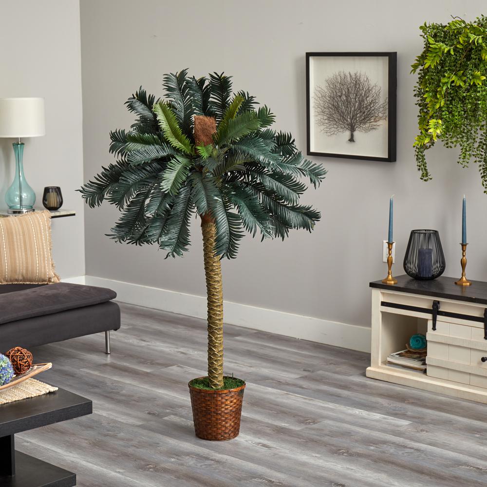 5ft. Sago Palm Artificial Tree in Basket. Picture 4