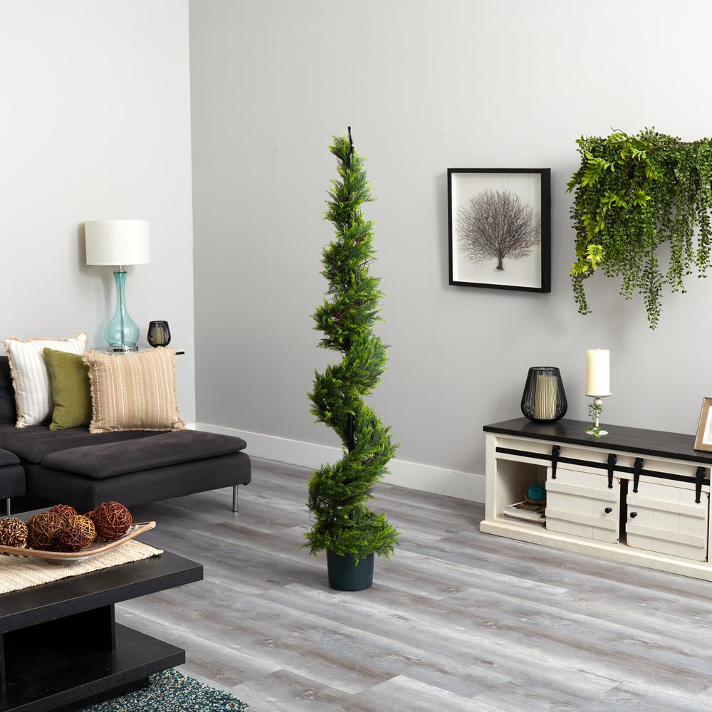 6ft. Cypress Spiral Topiary Artificial Tree. Picture 4