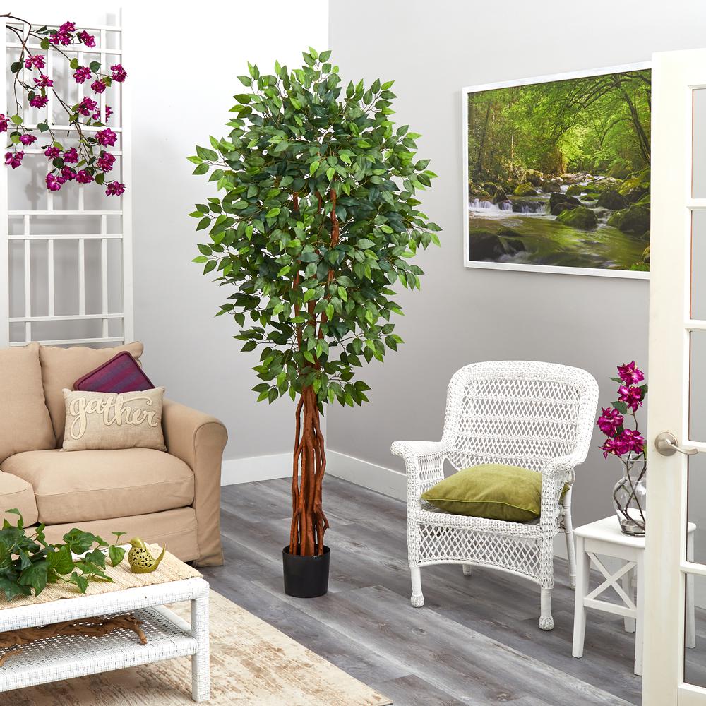 Mixed Floral Artificial Arrangement in Rectangular Wood Planter. Picture 6