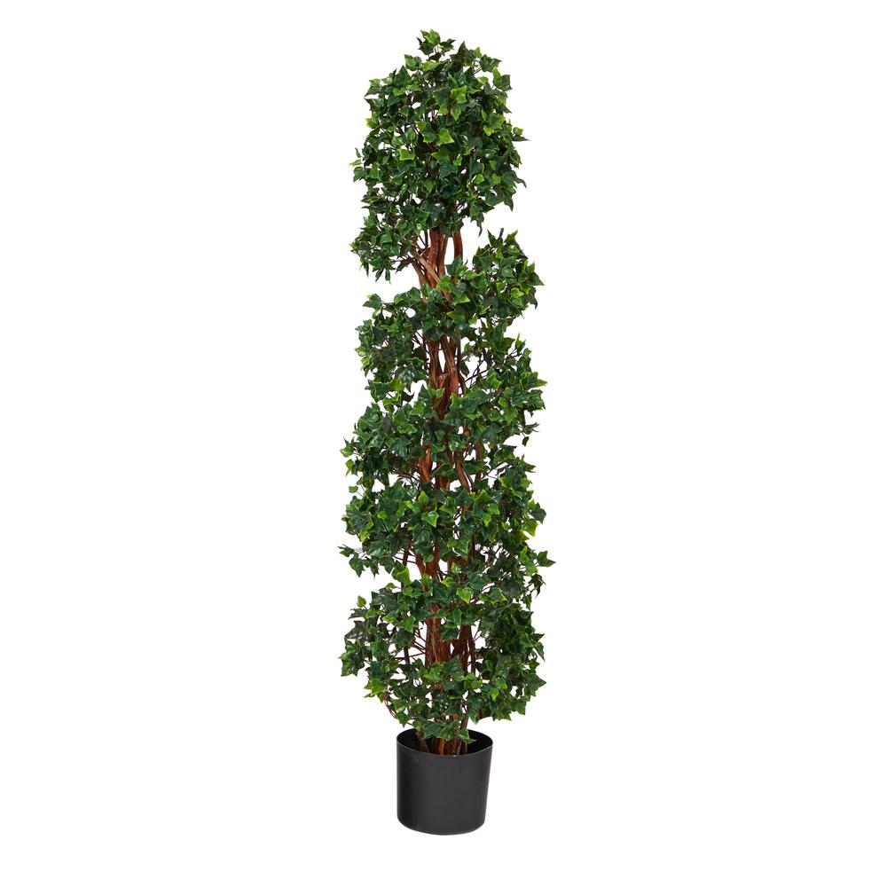 4.5ft. English Ivy Spiral Topiary Artificial Tree with Natural Trunk UV Resistant (Indoor/Outdoor). Picture 1
