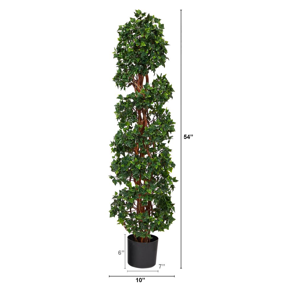 4.5ft. English Ivy Spiral Topiary Artificial Tree with Natural Trunk UV Resistant (Indoor/Outdoor). Picture 4