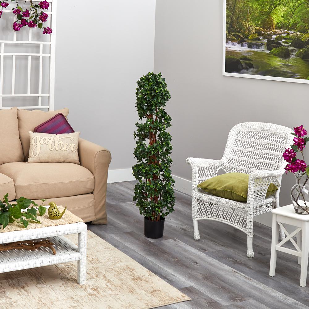 4.5ft. English Ivy Spiral Topiary Artificial Tree with Natural Trunk UV Resistant (Indoor/Outdoor). Picture 3