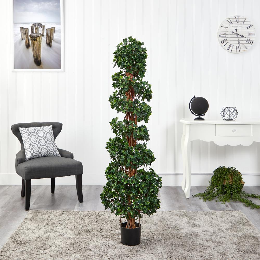 5.5ft. English Ivy Topiary Spiral Artificial Tree UV Resistant (Indoor/Outdoor). Picture 4