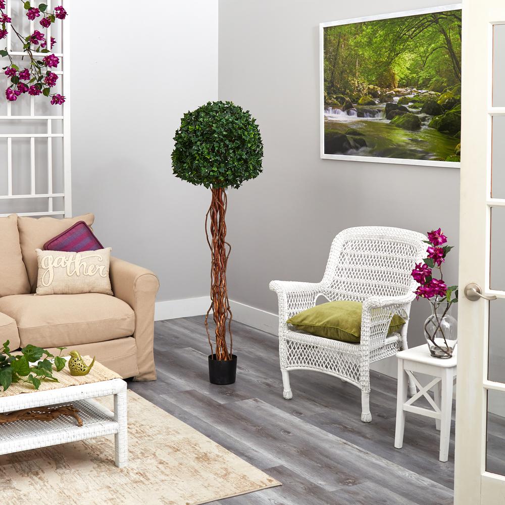 5.5ft. English Ivy Single Ball Artificial Topiary Tree with Natural Trunk. Picture 4