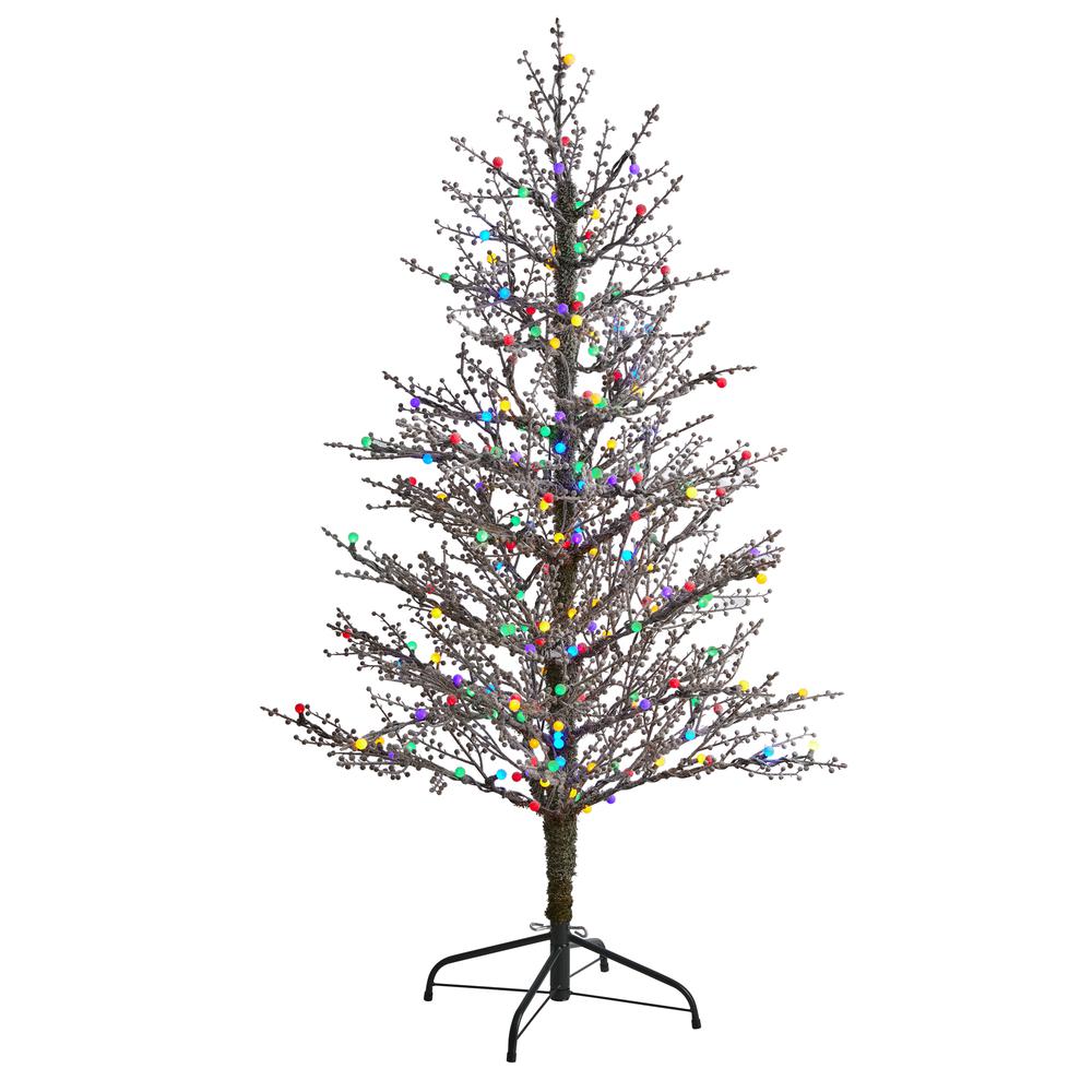 5ft. Frosted Berry Twig Artificial Christmas Tree with 200 Multicolored Gum Ball LED Lights and 386 Bendable Branches. Picture 5