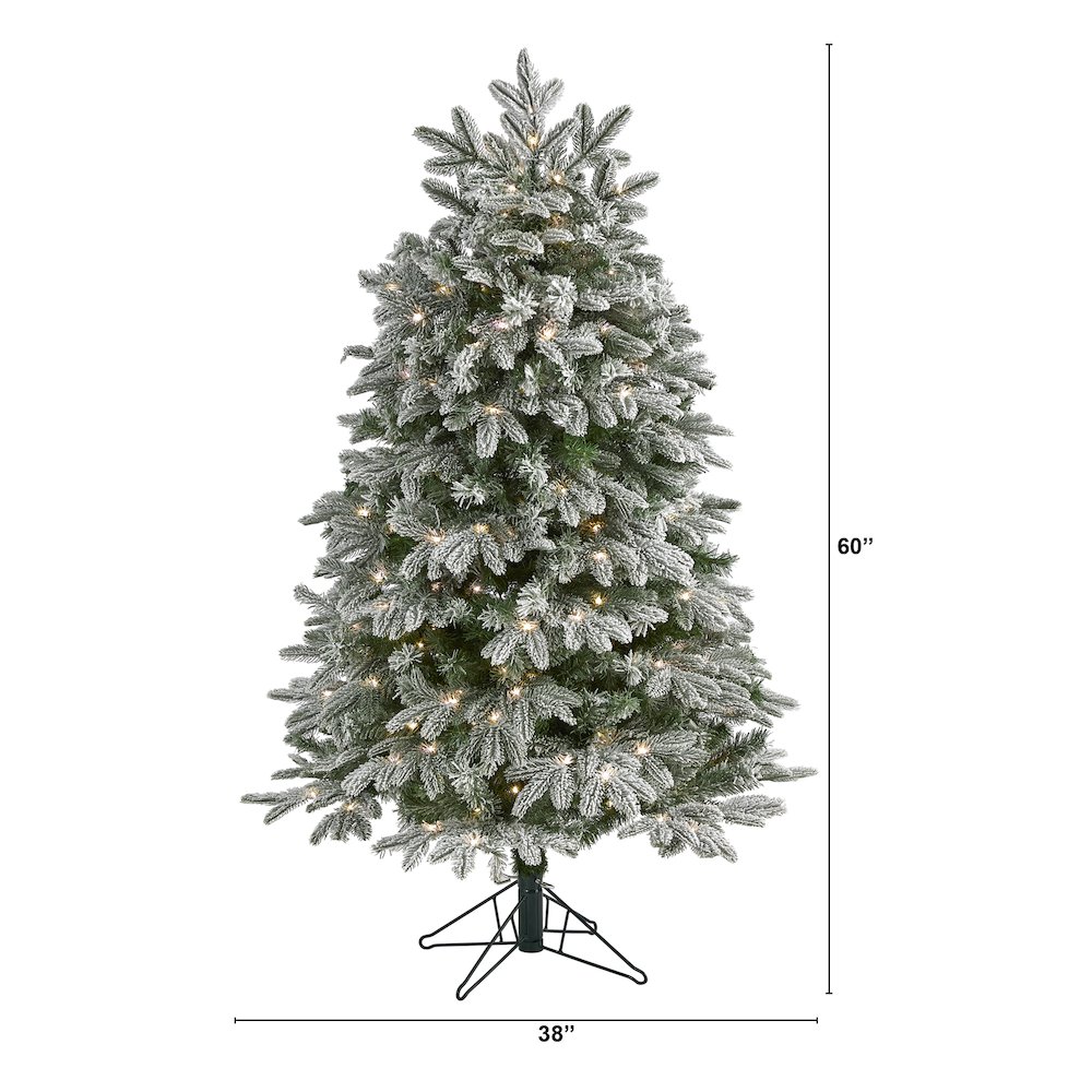 5ft. Flocked Colorado Mountain Fir Christmas Tree with 300 Warm LED Lights. Picture 2