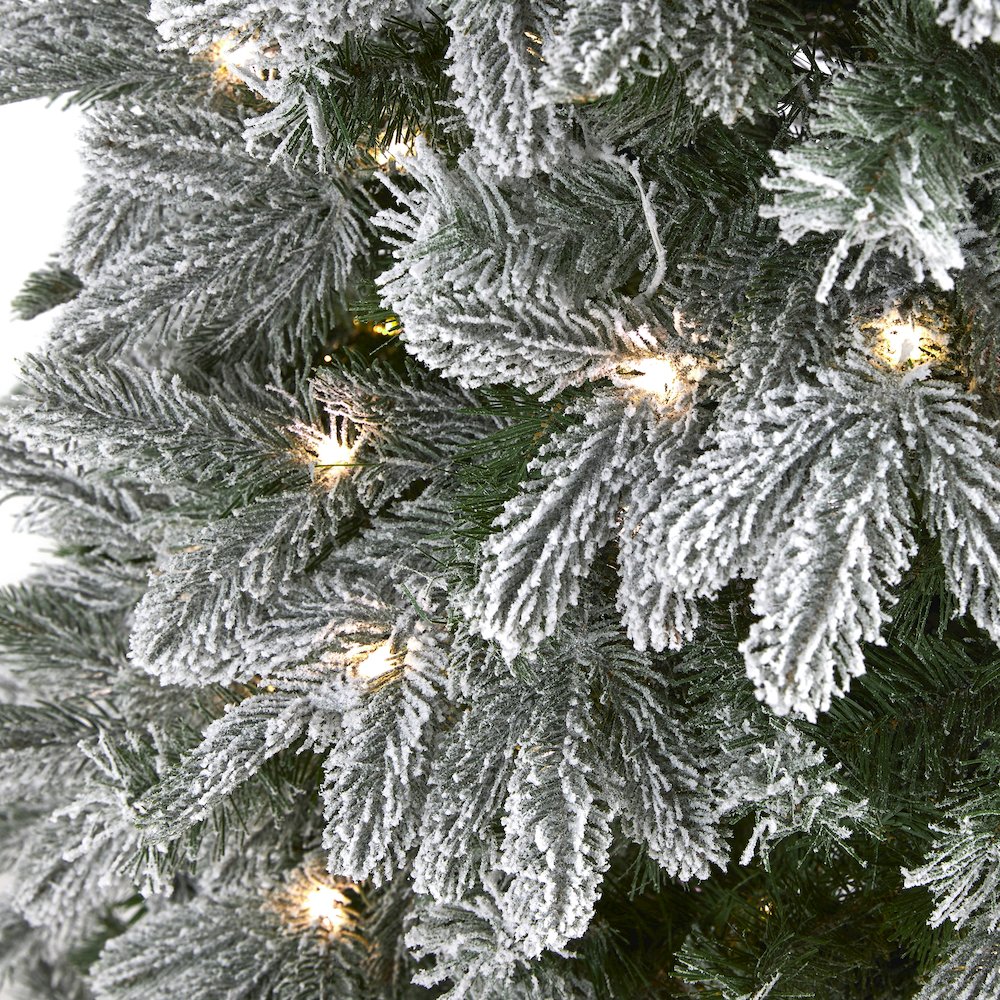 5ft. Flocked Colorado Mountain Fir Christmas Tree with 300 Warm LED Lights. Picture 3