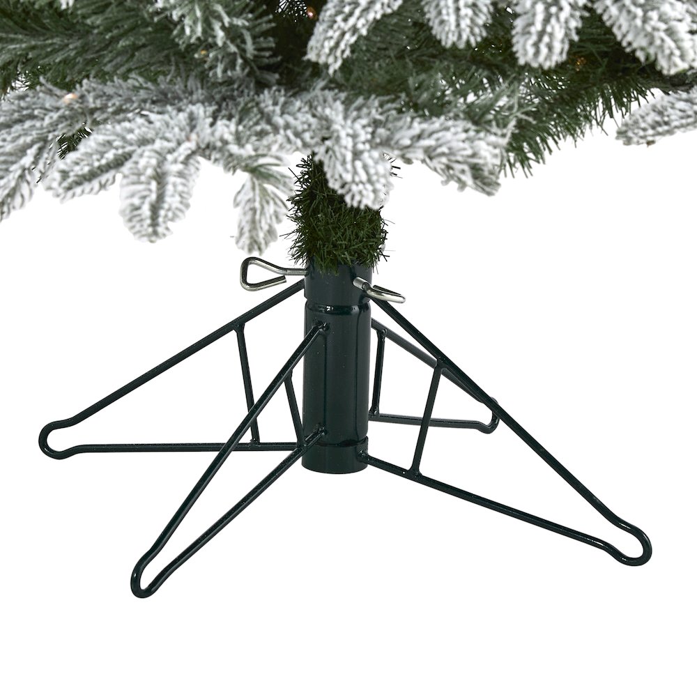 5ft. Flocked Colorado Mountain Fir Christmas Tree with 300 Warm LED Lights. Picture 5