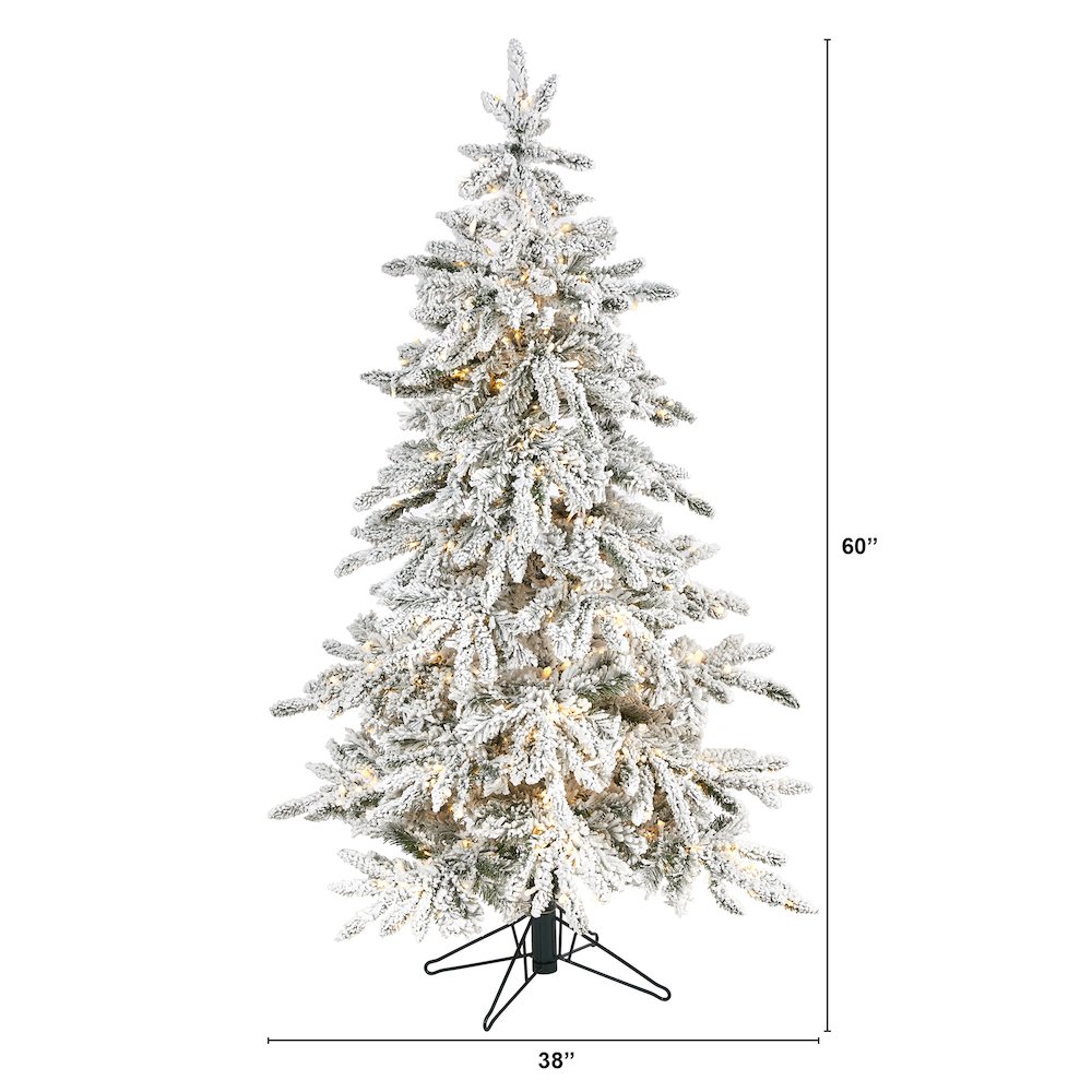 5ft. Flocked Grand Northern Rocky Fir Christmas Tree with 650 Warm LED Lights. Picture 2