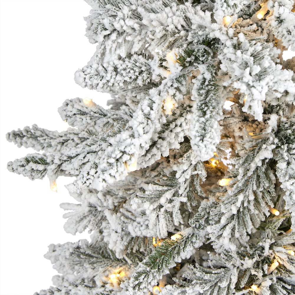 5ft. Flocked Grand Northern Rocky Fir Christmas Tree with 650 Warm LED Lights. Picture 3