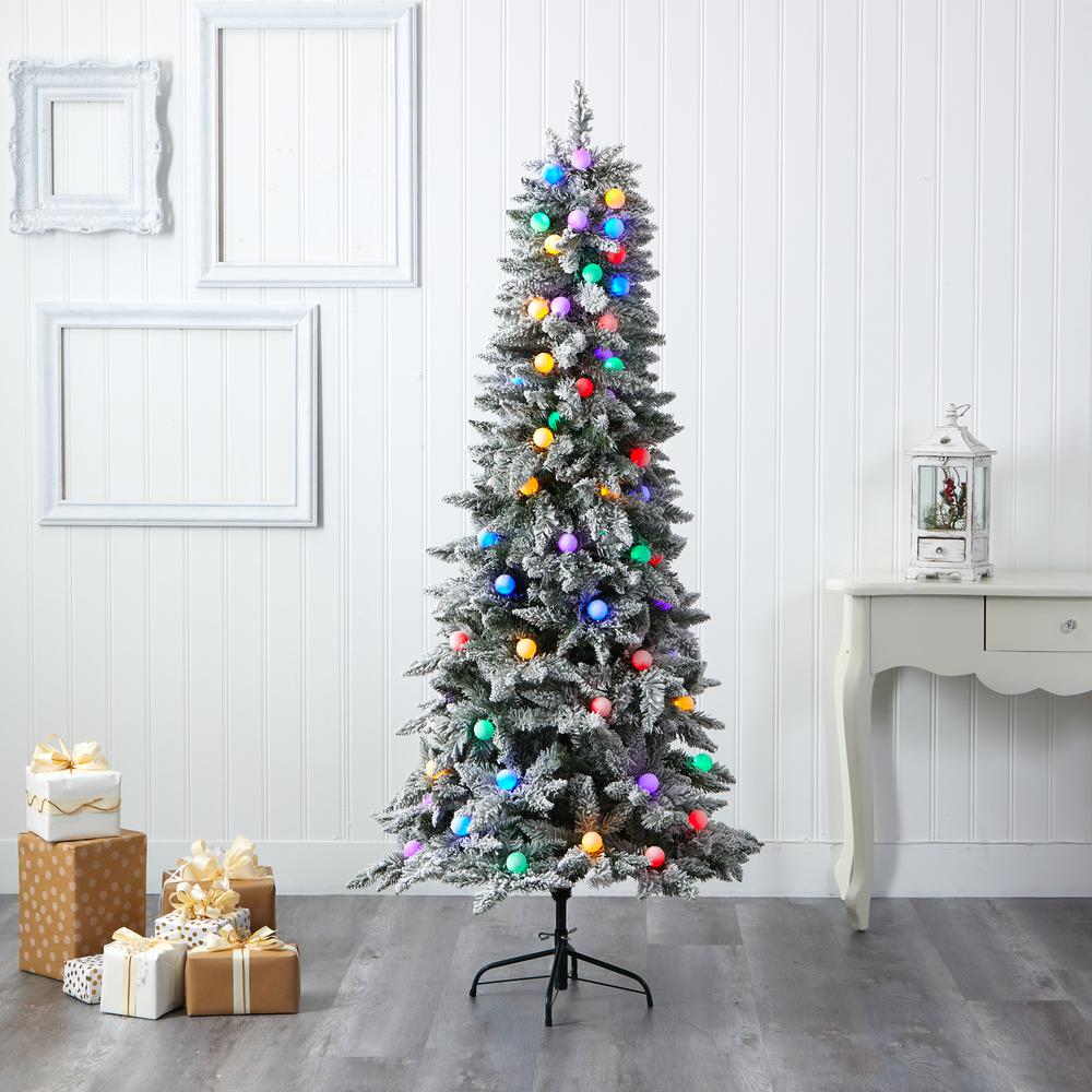 6.5ft. Flocked British Columbia Mountain Fir Artificial Christmas Tree. Picture 4