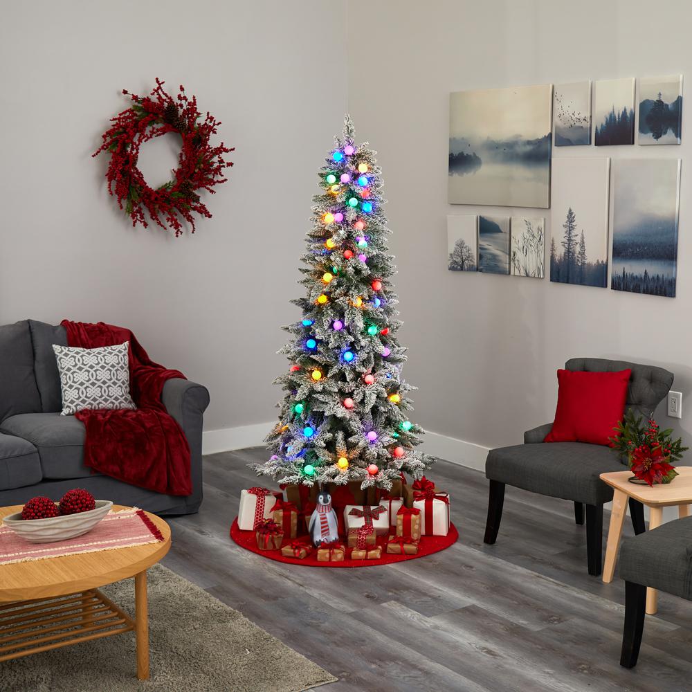 6.5ft. Flocked British Columbia Mountain Fir Artificial Christmas Tree. Picture 6