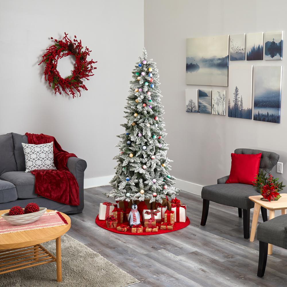 6.5ft. Flocked British Columbia Mountain Fir Artificial Christmas Tree. Picture 7