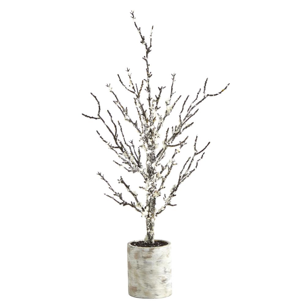 24in. Snowed Twig Artificial Tree in Decorative Planter. Picture 2