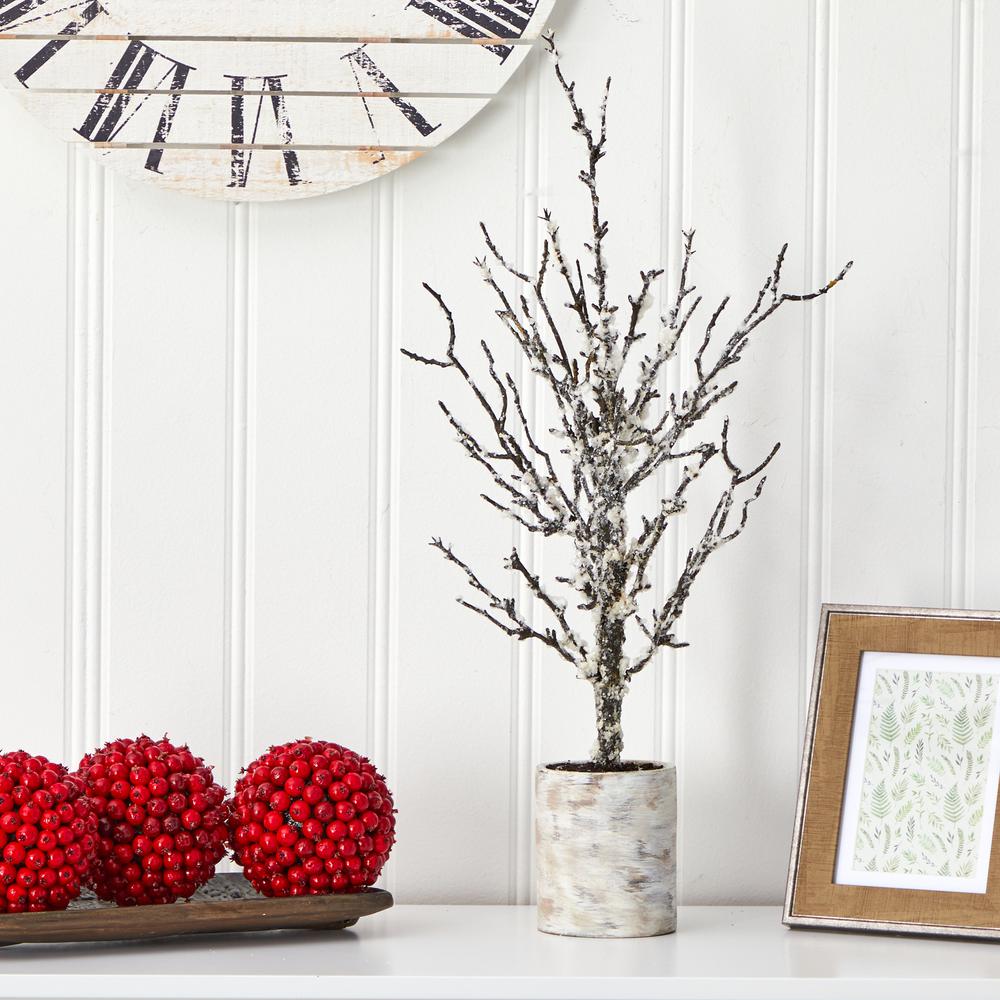 24in. Snowed Twig Artificial Tree in Decorative Planter. Picture 3