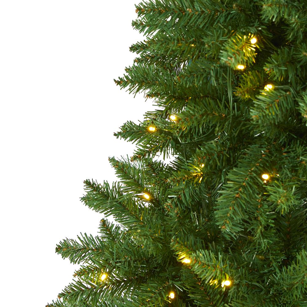 6ft. Slim Green Mountain Pine Artificial Christmas Tree with 250 Clear LED Lights. Picture 3