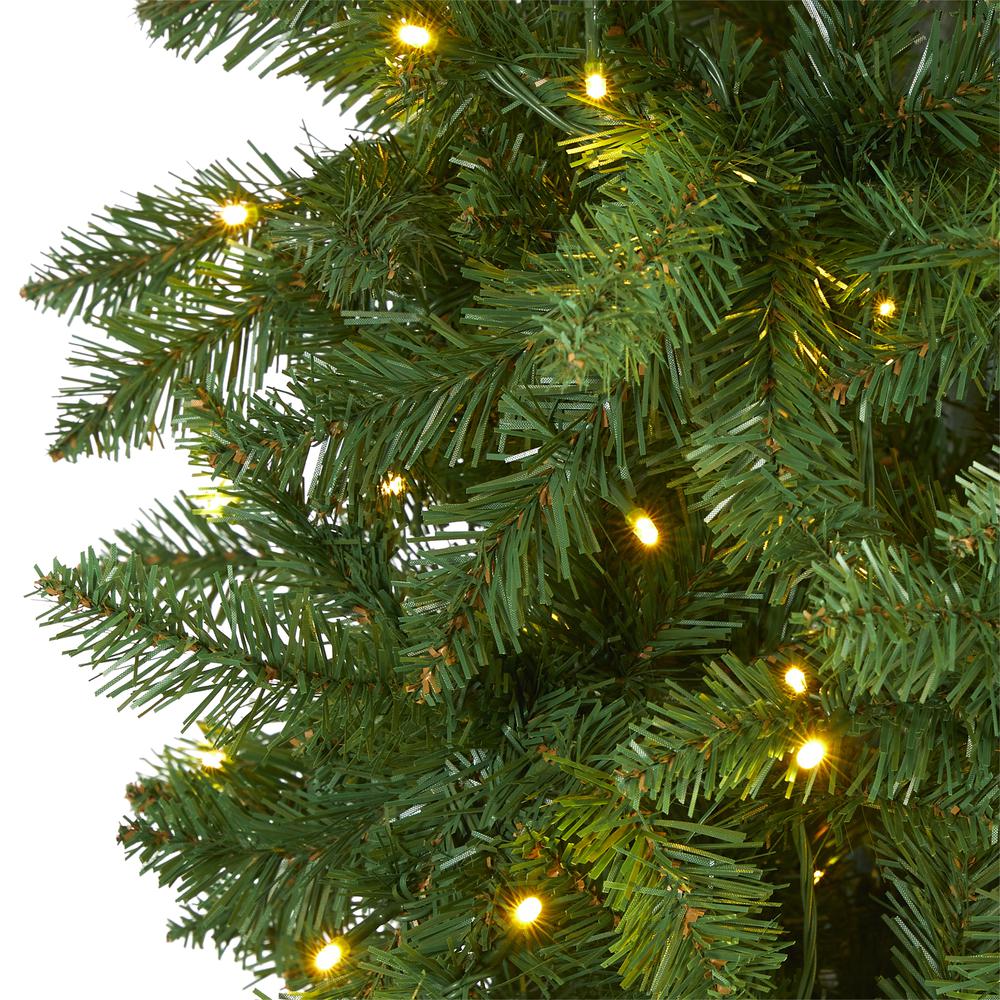 8ft. Slim Green Mountain Pine Artificial Christmas Tree with 400 Clear LED Lights. Picture 3