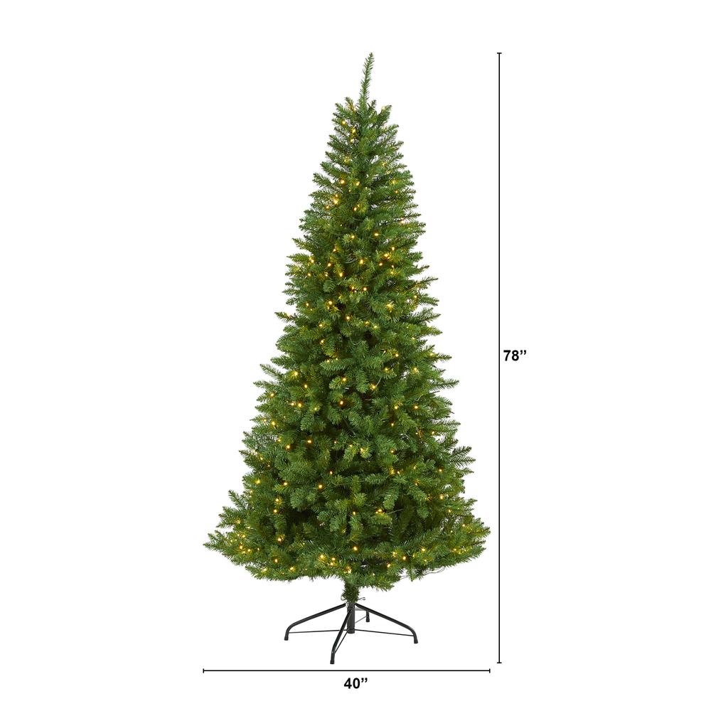 6.5ft. Green Valley Fir Artificial Christmas Tree with 350 Clear LED Lights. Picture 3