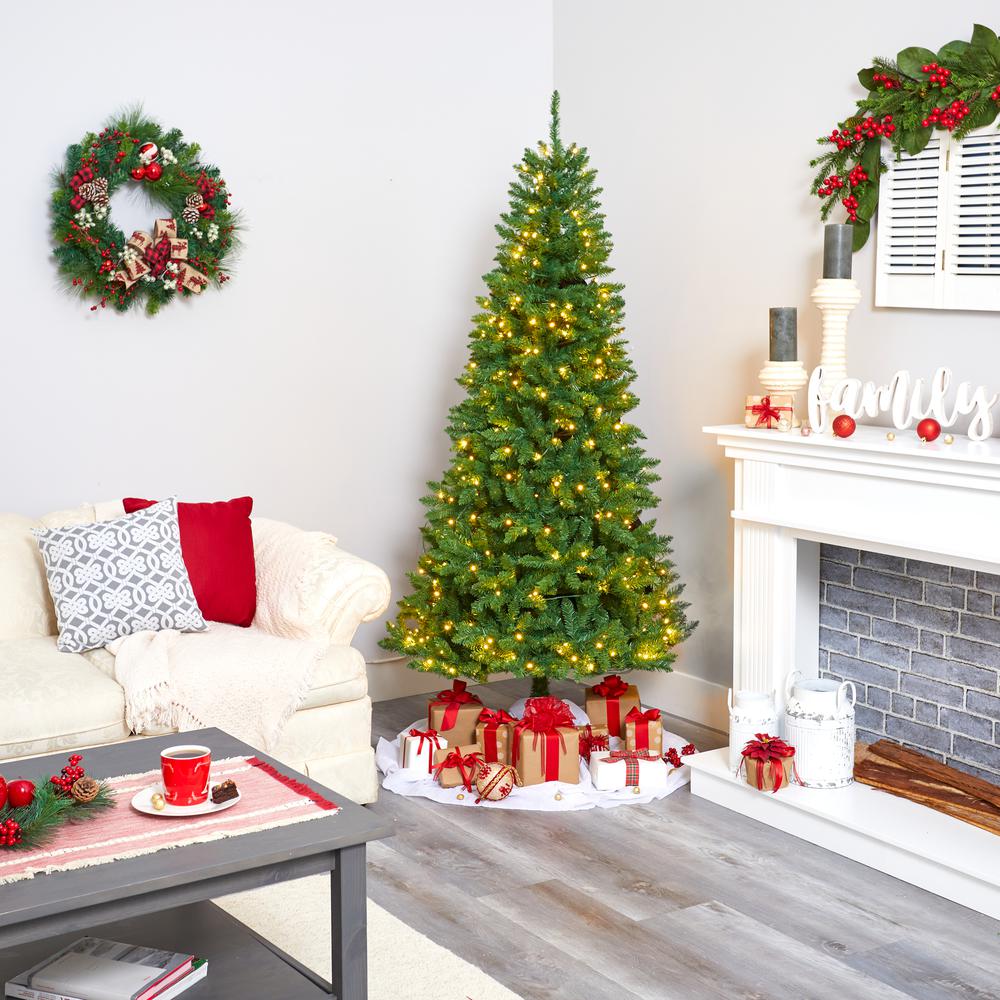 6.5ft. Green Valley Fir Artificial Christmas Tree with 350 Clear LED Lights. Picture 6