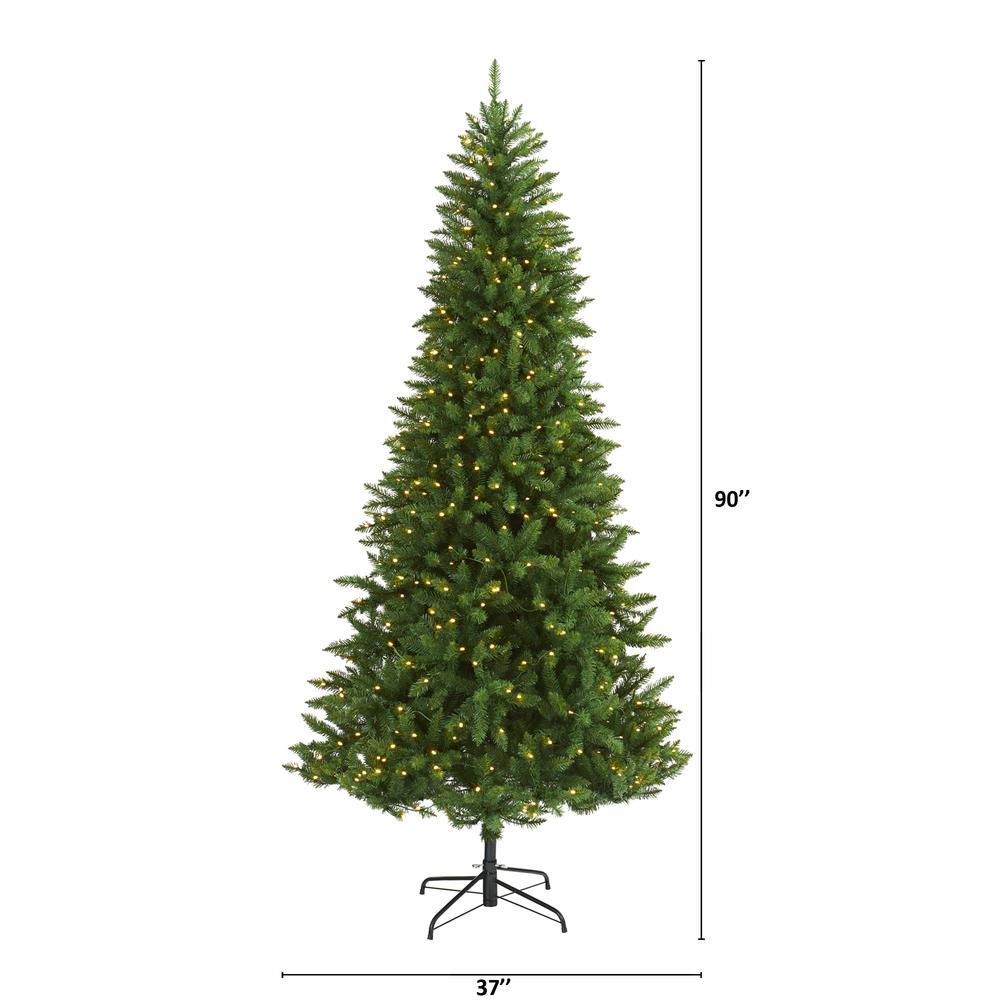 7.5ft. Green Valley Fir Artificial Christmas Tree with 500 Clear LED Lights. Picture 2